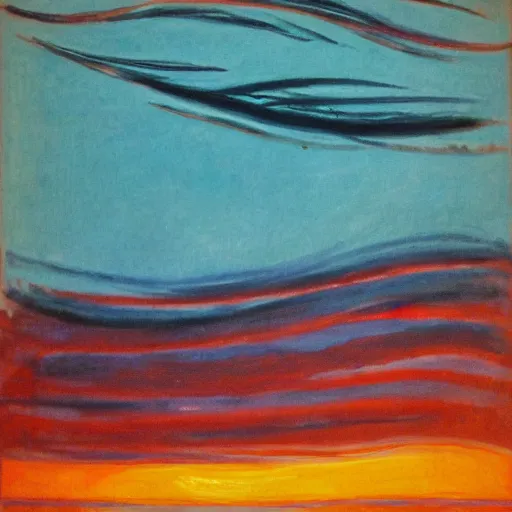 Image similar to sunset in the style of edvard munch