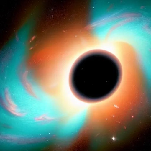 Prompt: high res a black hole ripping apart a planet in a beautiful nebula 4k