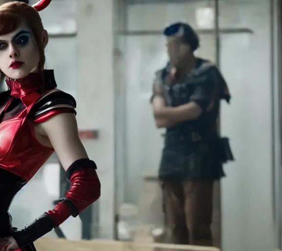 Image similar to film still of alexandra daddario as harley quinn