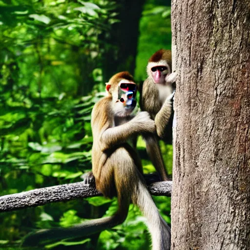 Prompt: monkeys in trees, forest