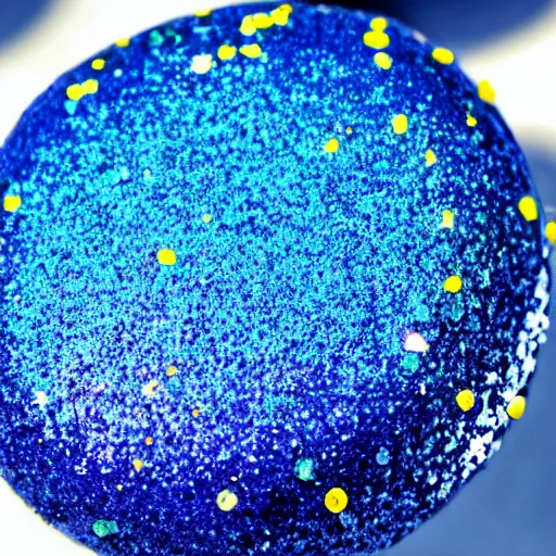 Prompt: blue lemon with glitter on top, sunshine, hd,