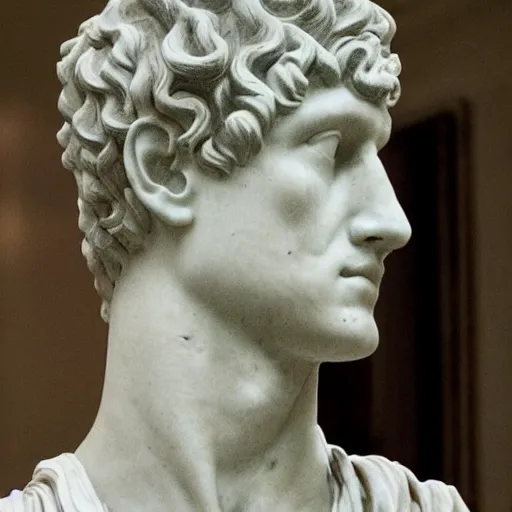 Prompt: The Social Network (2010) starring a marble statue of julius ceaser
