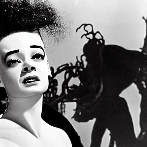 Image similar to still from the movie bride of frankenstein