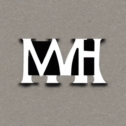 Prompt: letter m wooden logo black and white