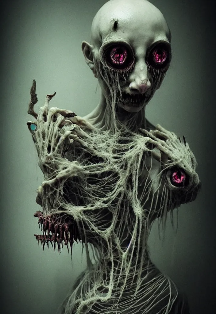 Image similar to a strange eerie magical scary creature in an eerie uncanny hell, horror, concept art, detailed, award - winning, cinematic, translucent neon, by emil melmoth