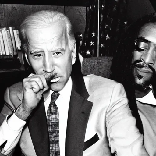 Image similar to joe biden smoking blunt with snoop dog in ferrari testarossa