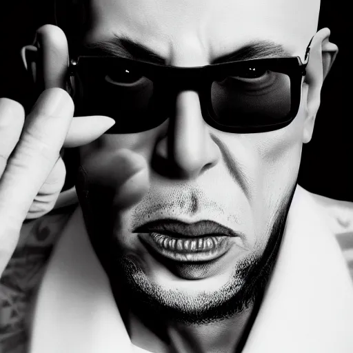 Prompt: photorealistic symmetrical portrait of anton lavey ( accurate face ) in suit and sunglasses with a smoking joint in his hand, photo by annie leibovitz, dc comics esthetics, highly detailed, 8 k resolution