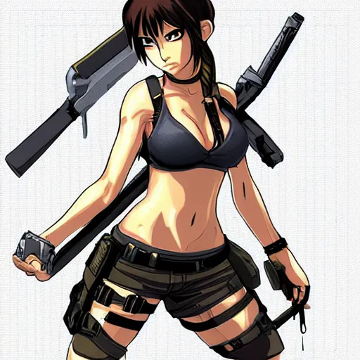 Prompt: “A high quality, full body, anime illustration of Lara Croft, from Tomb Raider Legend, created by Hiro Mashima”