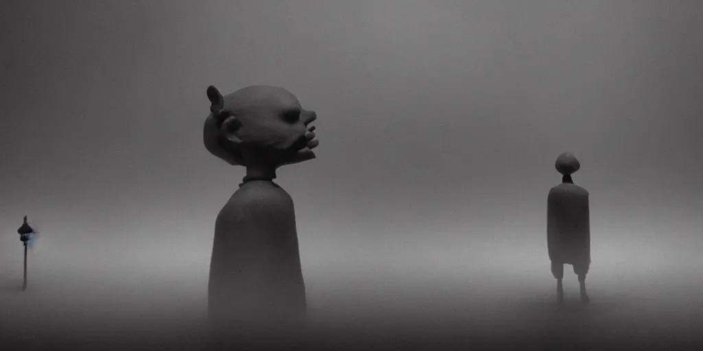 Prompt: the lucid nightmare, surrealistic detailed claymation art, dark, moody, foggy