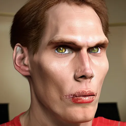 Prompt: Jerma985 with a rather unsettling look on his face