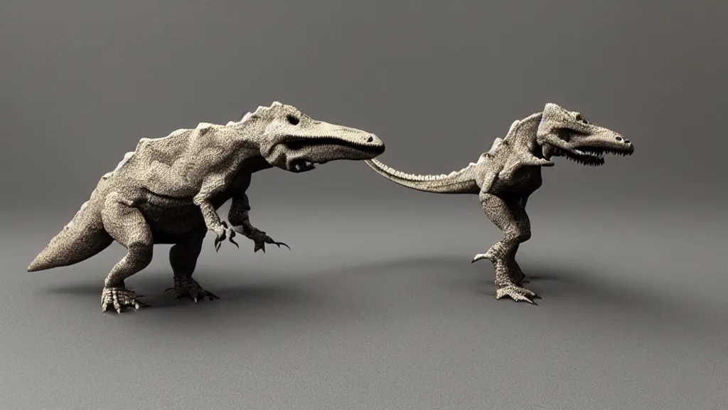 Prompt: a 3D print model of a dinosaur.