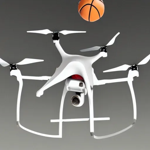 Image similar to flying drone robot with basketball hoop on drone robot body