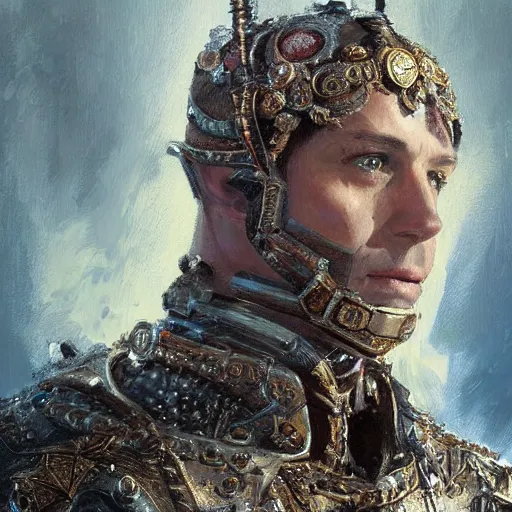 Image similar to a beautfiul award winning commission portrait of a man wearing diamond victorian armour,digital art,art by greg rutkowski,character design by charles bowater,photorealistic,ross tran,hyperdetailed,detailed face,fascinating,2021,western comic style