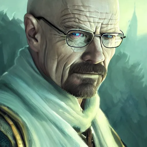 Prompt: Walter White as a Witcher, D&D, fantasy, intricate, elegant, highly detailed, digital painting, artstation, concept art, matte, sharp focus, illustration, hearthstone, art by Artgerm and Greg Rutkowski and Alphonse Mucha