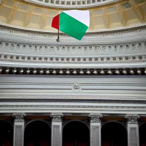 Prompt: mexican flag placed in the capitol