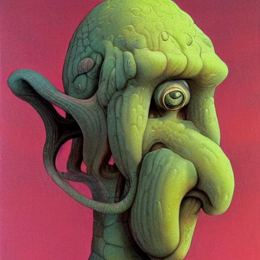 Image similar to squidward by wayne barlowe