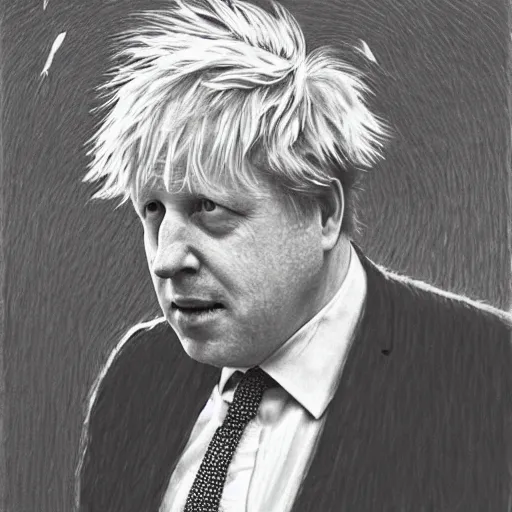 Image similar to boris johnson, boris johnson, boris johnson in the style of beksinski