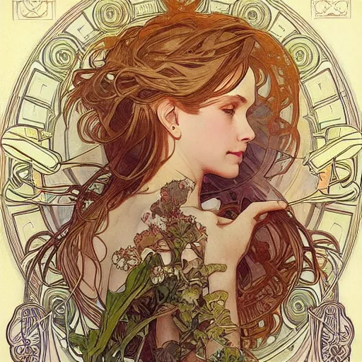 Image similar to amazing lifelike award winning pencil illustration of alphonse mucha trending artgerm greg rutkowski alphonse mucha cinematic