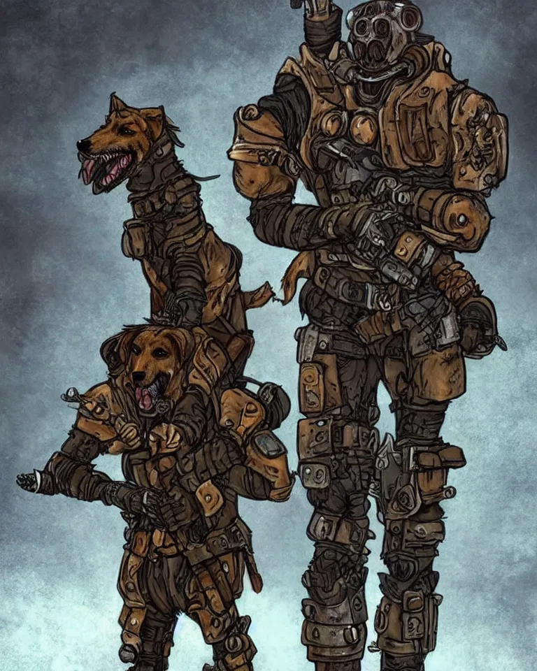 Image similar to a good ol'hound dog fursona ( from the furry fandom ), heavily armed and armored facing down armageddon in a dark and gritty version from the makers of mad max : fury road. witness me.