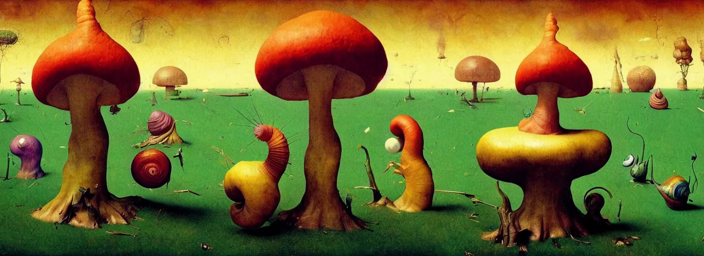 Image similar to surreal colorful single! clay snail toadstool concept art anatomy, action pose, very coherent and colorful high contrast masterpiece by norman rockwell franz sedlacek hieronymus bosch dean ellis simon stalenhag rene magritte gediminas pranckevicius, dark shadows, sunny day, hard lighting, reference sheet white! background