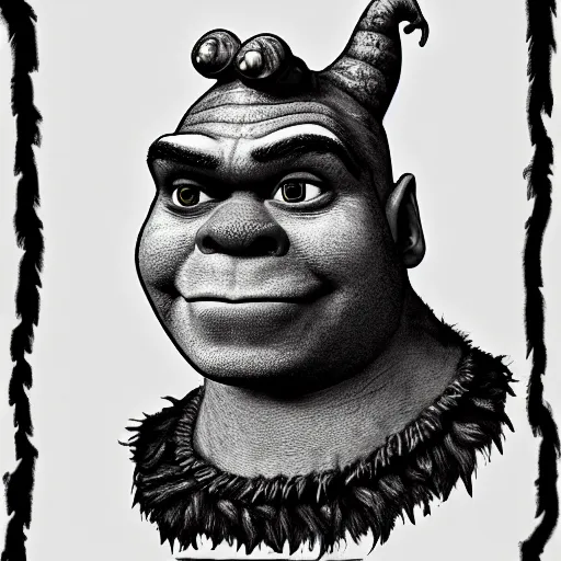 Prompt: a detailed portrait of Shrek in the style of Alex Gray, 8k, ornate, intricate