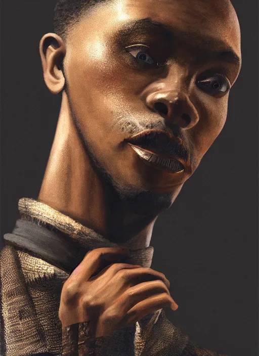 Image similar to an anthropomorphic beautiful black male portrait taking photos black letter jacket, short hair, fine art, award winning, intricate, elegant, sharp focus, octane render, hyperrealistic, cinematic lighting, highly detailed, digital painting, 8 k concept art, art by jamie hewlett and z. w. gu, masterpiece, trending on artstation, 8 k