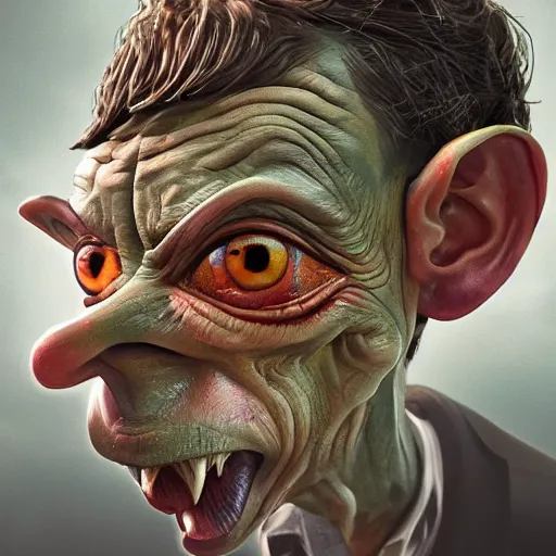 Prompt: Very very very very highly detailed epic central composition photo of Mr Bean as Smeagol face, intricate, happy colors, extremely detailed, digital painting, smooth, sharp focus, illustration, volumetric lighting, incredible art by Brooke Shaden, artstation, concept art, Octane render in Maya and Houdini