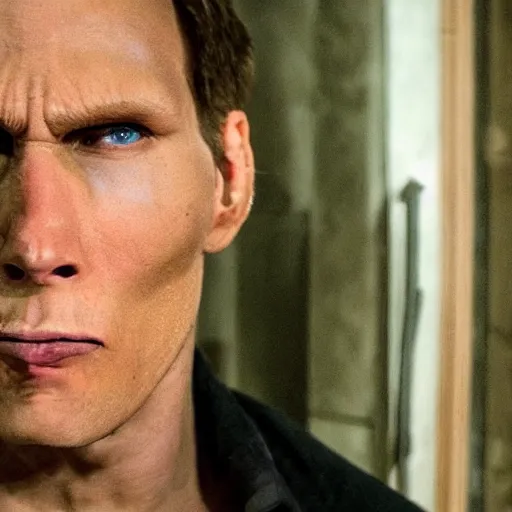 Prompt: Live Action Still of Jerma in Saw 1, real life, hyperrealistic, ultra realistic, realistic, highly detailed, epic, HD quality, 8k resolution, body and headshot, film still