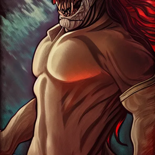 Image similar to portrait of king shark ,Grim fantasy, D&D, HDR, natural light, shoulder level shot, dynamic pose, award winning photograph, Mucha style 4k,