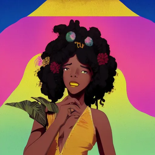 Image similar to portrait of a beautiful jamaican girl with rasta hair dressed in 1920's fashion, speakeasy bar background, mood lighting, ambient lighting, dynamic lighting, 4k, official media, anime key visual, makoto shinkai, ilya kuvshinov, lois van baarle, rossdraws, detailed, trending on artstation