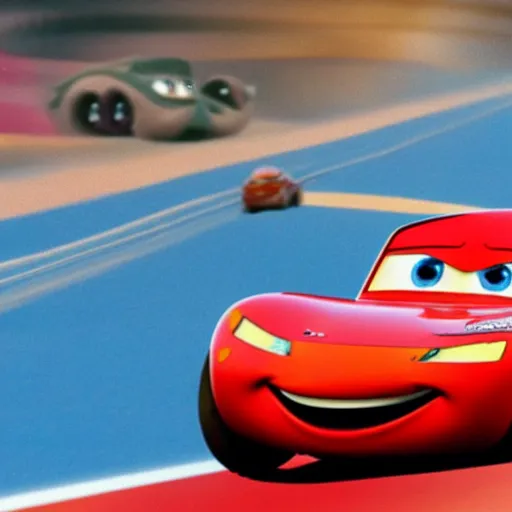 Prompt: photo of lightning mcqueen winning an oscar