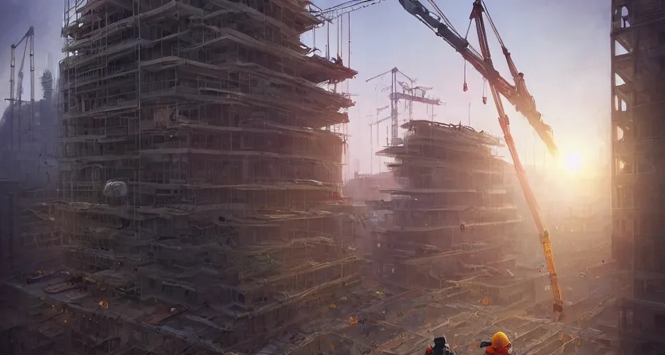 Image similar to highly detailed portrait construction worker zombie in gta v, building construction site, stephen bliss, unreal engine, fantasy art by greg rutkowski, loish, rhads, ferdinand knab, makoto shinkai and lois van baarle, ilya kuvshinov, rossdraws, tom bagshaw, global illumination, radiant light, detailed and intricate environment