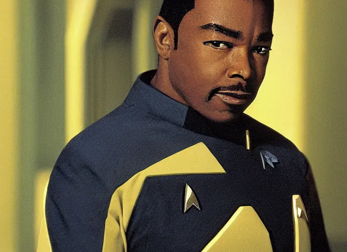 Prompt: Star Trek a photograph of Commander Geordi La Forge