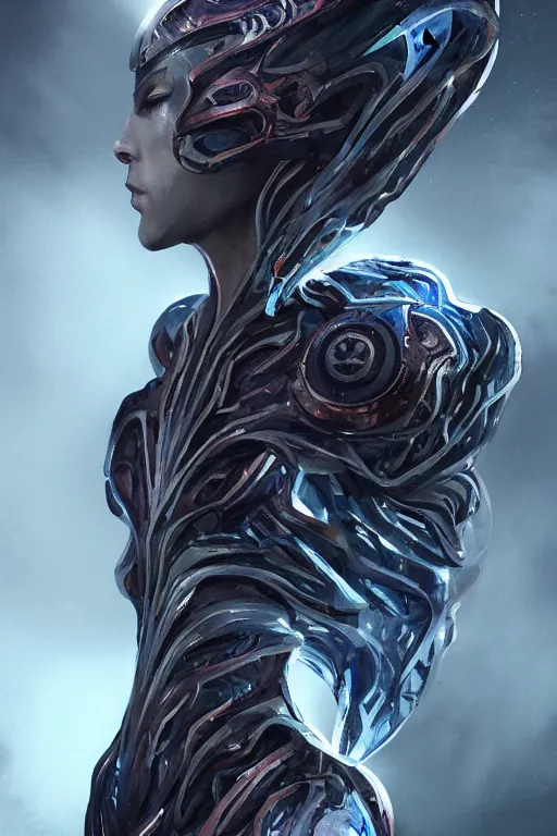 Prompt: a beautiful banshee called the quicksilver serpent, scifi, perfect face, futuristic, elegant cape, aura of light, glow, drakengard, concept art, decorations, sharp focus, inside a space ship, trending on artstation, hwang se - on, intricate, advanced technology, art by roman makarenko