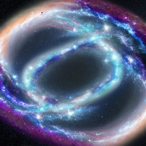 Prompt: two spiraling galaxys colliding in deep space, 8k, highly detailed, epic, cinematic,
