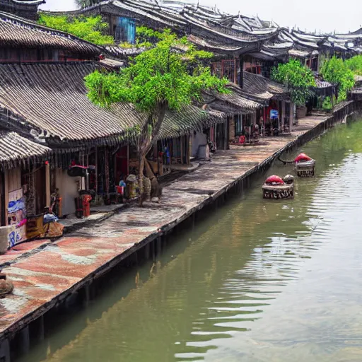 Prompt: water town in southern china, super realistic photo