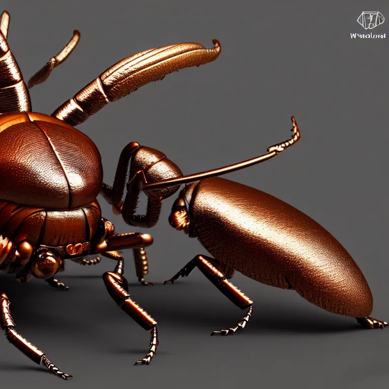 Image similar to steampunk stag beetle, 3 d model, unreal engine realistic render, 8 k, micro detail, elegant, highly detailed, centered, digital painting, smooth, sharp focus, illustration, artgerm, wlop