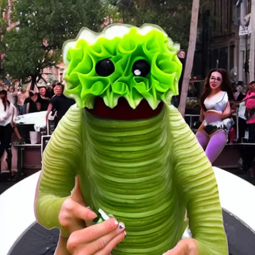 Image similar to selena gomez as celery monster