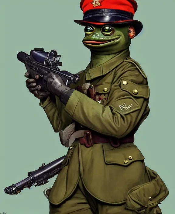 Pepe the Frog in WW1 General Uniform, modeling, | Stable Diffusion ...