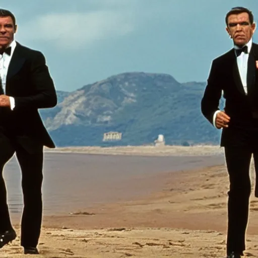 Prompt: Sean Connery, Pierce Brosnan and Daniel Craig in a James Bond reunion