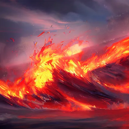 Image similar to a sea of flames by WLOP