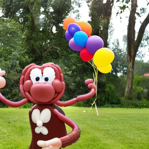 Prompt: a photograph of a balloon monkey hybrid