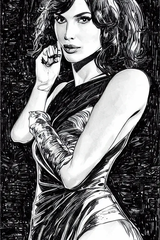 Image similar to portrait of gal gadot, stunning dress, style of guido crepax