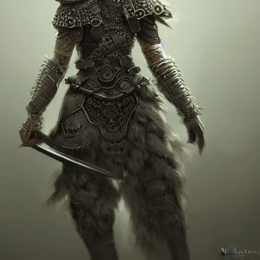 Image similar to beautiful extremely detailed intricate concept art depicting a warrior by wlop. shining jewelry. grey atmosphere. bcy. net