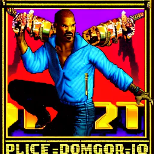 Image similar to portrait of jamie foxx in double dragon video game splash screen