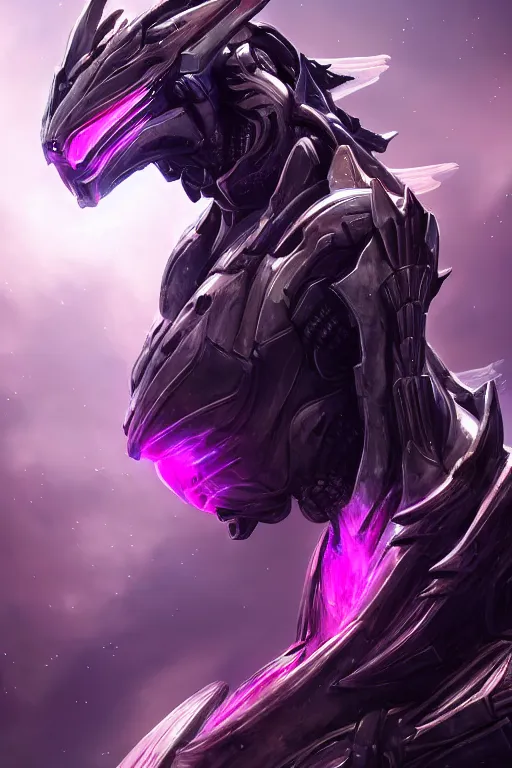 Image similar to maw shot, hyperdetailed realistic elegant beautiful stunning giant robot mecha hot female goddess dragon, sharp spines, sharp metal ears, smooth purple eyes, smooth fuschia skin, smooth silver armor, nebula size, space, epic proportions, epic scale, macro giantess, warframe, destiny, furry, dragon art, goddess art, giantess art, furaffinity, octane