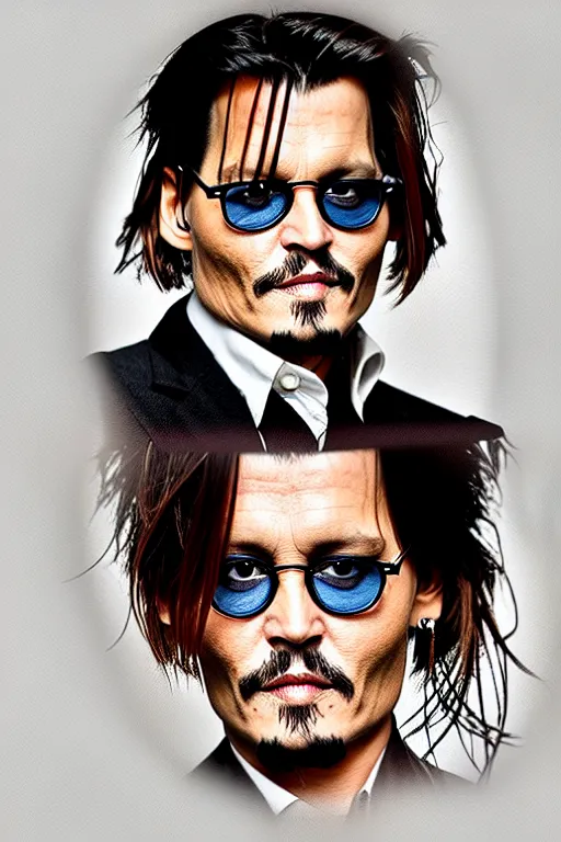 Prompt: johnny depp face ingrained on a large glass of wine