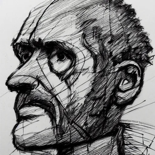 Image similar to a realistic yet scraggly portrait sketch of the side profile of a stern and sophisticated the sniper, trending on artstation, intricate details, in the style of frank auerbach, in the style of sergio aragones, in the style of martin ansin, in the style of david aja, in the style of mattias adolfsson