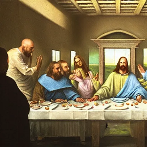 Image similar to walter white at the last supper