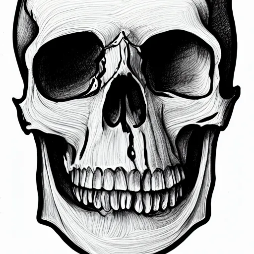 Prompt: human skull in the style of mira lou, single unbroken line, one line drawing, simple,